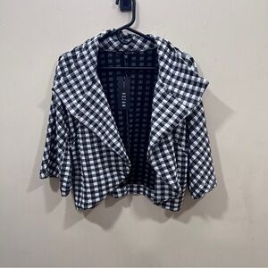 NWT Kozan black and white gingham checkered cropped blazer size medium
